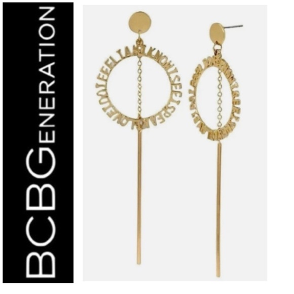 🎅 BCBGeneration Gold I… Earrings Circle Dangle Earrings NWT - Picture 1 of 7